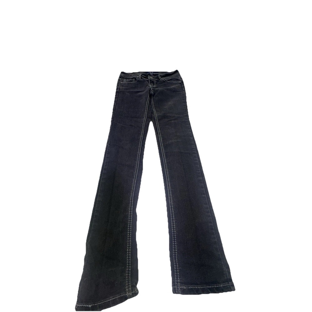 Women's Earl Straight Thick Stitch Button Pocket Skinny Blue Jeans Size 3 Preppy